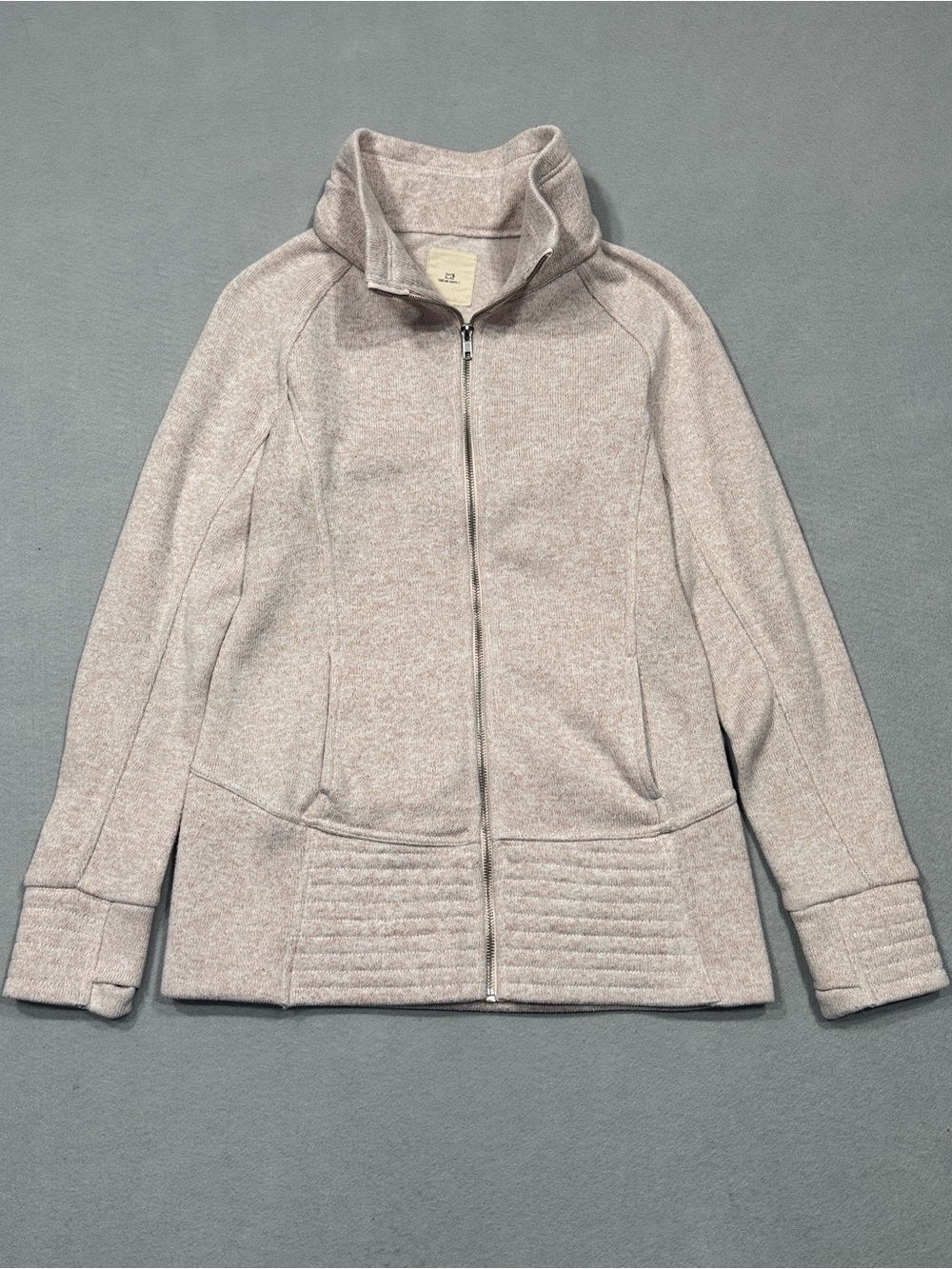 Thread & Supply Fleece Lined Zip Up Jacket Funnel Neck Quilted Hem & Cuffs - Picture 2 of 12